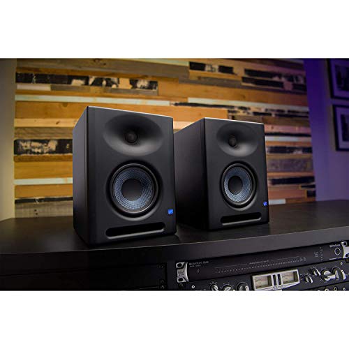 Pair of PreSonus Eris E5 XT 5 inch Powered Studio Monitor 5" Powered Studio Monitor with Woven Composite LF Driver, 1" Silk-Dome HF Driver with Gravity Phone Holder and Pair EMB 1/4 Cable Bundle