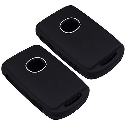 Lcyam Remote Key Fob Covers Durable Silicone Case Compatible with Mazda 3 CX-30 CX-5 CX-9 MX9 CX50 Mazda 6 3 4 Button Keys on Side (Black Black)