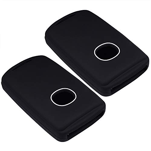 Lcyam Remote Key Fob Covers Durable Silicone Case Compatible with Mazda 3 CX-30 CX-5 CX-9 MX9 CX50 Mazda 6 3 4 Button Keys on Side (Black Black)