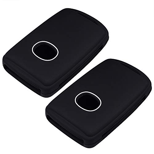 Lcyam Remote Key Fob Covers Durable Silicone Case Compatible with Mazda 3 CX-30 CX-5 CX-9 MX9 CX50 Mazda 6 3 4 Button Keys on Side (Black Black)