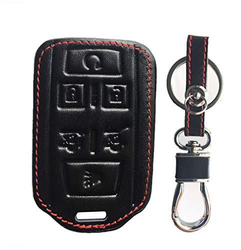 KAWIHEN Leather Key Fob Cover Compatible with 2014 2015 2016 2017 Chevrolet Chevy Suburban Tahoe GMC Yukon M3N-32337100 13577766