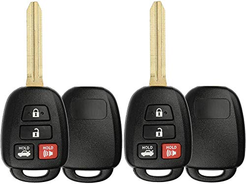 KeylessOption Keyless Entry Remote Uncut Car Blank Key Blade Case Fob Shell for Toyota Camry Scion HYQ12BDM (Pack of 2)