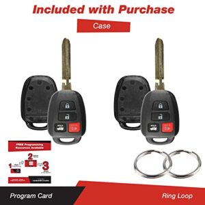 KeylessOption Keyless Entry Remote Uncut Car Blank Key Blade Case Fob Shell for Toyota Camry Scion HYQ12BDM (Pack of 2)