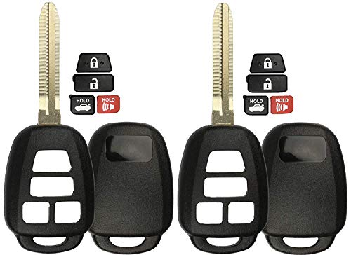 KeylessOption Keyless Entry Remote Uncut Car Blank Key Blade Case Fob Shell for Toyota Camry Scion HYQ12BDM (Pack of 2)