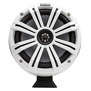 Kicker KMFC8W 8" Flat Mount Loaded Marine Wake Towers with 46KM84L Speakers - White Grills and Enclosures