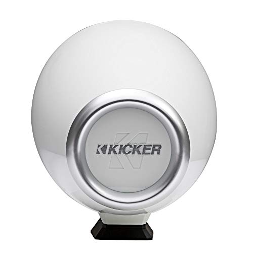 Kicker KMFC8W 8" Flat Mount Loaded Marine Wake Towers with 46KM84L Speakers - White Grills and Enclosures