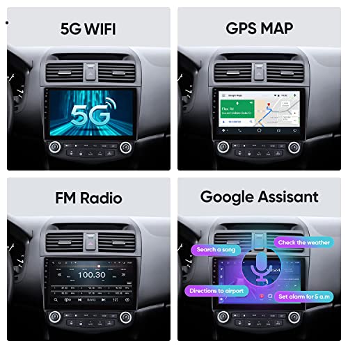 10.1 Inch 5G WiFi 8 Core Car Stereo Radio for Honda Accord 7th (2G Ram+32G ROM) 2003-2007 with Carplay Android Auto,Android 10.0 GPS Navigation Support 48EQ Mirroring Airplay Backup 1080P SWC