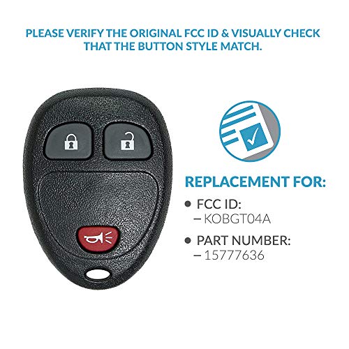 Keyless2Go Replacement for New Keyless Entry Remote Car Key Fob for Select Uplander Terraza HHR Relay Vehicles That Use FCC KOBGT04A 15100811 (2 Pack)