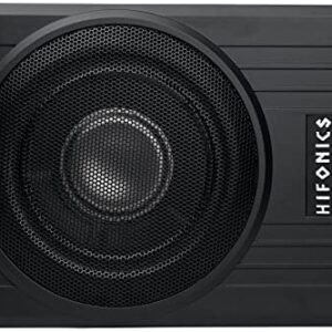 Hifonics Brutus BW-110A - 800 Watts Compact Amplified Under The Seat Car Truck Subwoofer Low Profile with Bass Remote, Great for Vehicles That Need Bass But Have Limited Space, Black