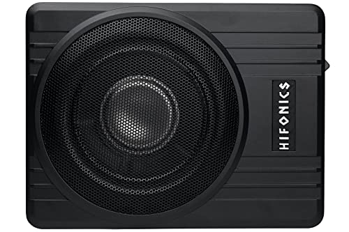 Hifonics Brutus BW-110A - 800 Watts Compact Amplified Under The Seat Car Truck Subwoofer Low Profile with Bass Remote, Great for Vehicles That Need Bass But Have Limited Space, Black