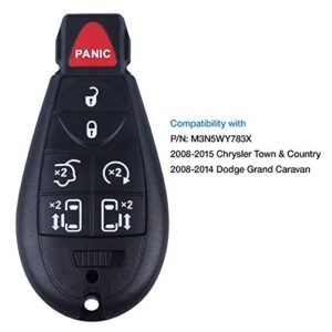 OEM Keyless Entry Remote Key Fob Replacement Fits for 2008 2009 2010 2011 2012 2013 2014 2015 2016 2017 2018 Chrysler Town and Country/Dodge Grand Caravan, M3N5WY783X 2701A-C01C, Pack of 1