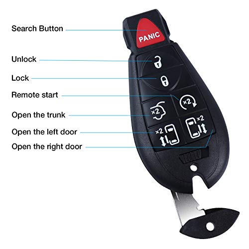 OEM Keyless Entry Remote Key Fob Replacement Fits for 2008 2009 2010 2011 2012 2013 2014 2015 2016 2017 2018 Chrysler Town and Country/Dodge Grand Caravan, M3N5WY783X 2701A-C01C, Pack of 1