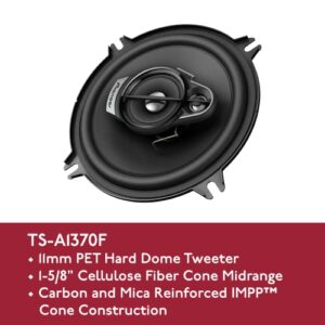 TS-A1370F A Series 5.25” 300 Watts Max 3-Way Car Speakers Pair with Carbon and Mica Reinforced Injection Molded Polypropylene (IMPP) Cone Construction