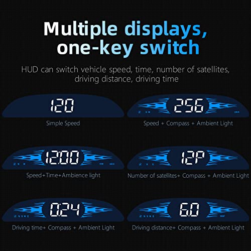 Universal Digital GPS Speedometer Car HUD Head Up Display Multifunction GPS Speed Meter White 0