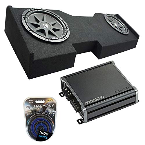 Kicker Bundle Compatible with 2014 - UP Chevy Silverado Crew Cab 43C124 Dual 12" Loaded Sub Box Enclosure with 46CXA8001 Amplifier