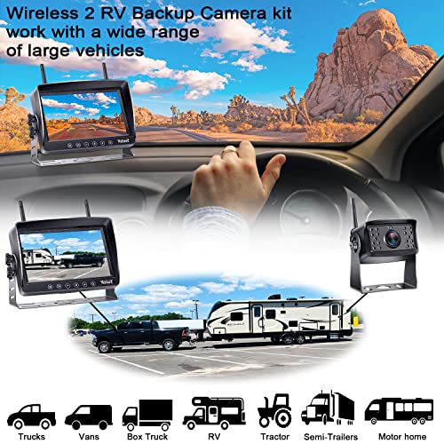 Rohent RV Backup Camera Wireless HD 1080P Bluetooth Trailer Rear View 7 Inch Monitor Recording Waterproof Four Channels Pigtail Wire Adapter for Furrion Pre-Wired RVs R5