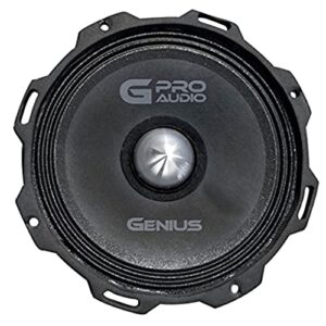 Genius Audio GPRO-M0765 6.5" 300 Watts Max 150 Watts RMS Pro Audio Midrange Speakers Push Connector Aluminium Bullet Car Audio Speaker Ferrite Magnet 4 Ohm Reinforced Paper Cone (1 Speaker)