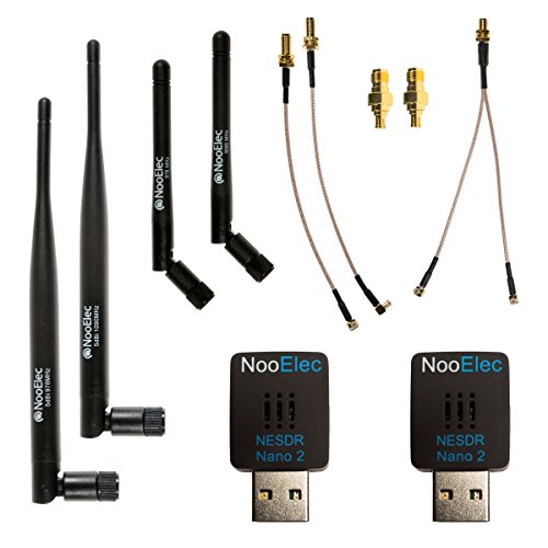 Nooelec Dual-Band NESDR Nano 2 ADS-B (978MHz UAT & 1090MHz 1090ES) Bundle for Stratux™, Avare, Foreflight, FlightAware & Other ADS-B Software Applications. Includes 2 SDRs, 4 Antennas & 5 Adapters