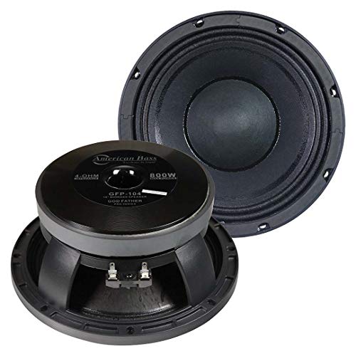 AVD. American Bass Godfather 10 Midrange Car Speaker, 800 Watt Maximum Power, Mid Bass Car Audio Stereo Woofer Loudspeaker, 10 inch 4 Ohm Voice Coil
