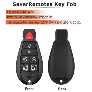 SaverRemotes 7 Button Key Fob Compatible for 2008-2015 Chrysler Town and Country, 2008-2014 Dodge Grand Caravan