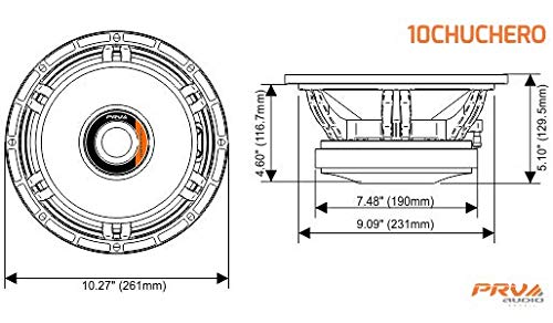 PRV AUDIO 10 Inch Midrange Speaker 10CHUCHERO 700 Watts 8 Ohms 98.5dB 3" Voice Coil PRO Audio, Custom Car Audio, Chuchero System (Single)