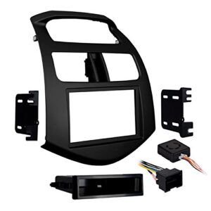 metra 99-3309b-lc single/double din stereo installation dash kit for 2013-up chevy spark (matte black)
