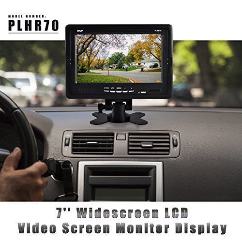 Premium 7” Inches Rearview Car LCD Monitor by Pyle – Parking Monitor Assistant with Wireless Remote Control – Full Color Wide Screen – Can Be Installed in Headrest Post (PLHR70)