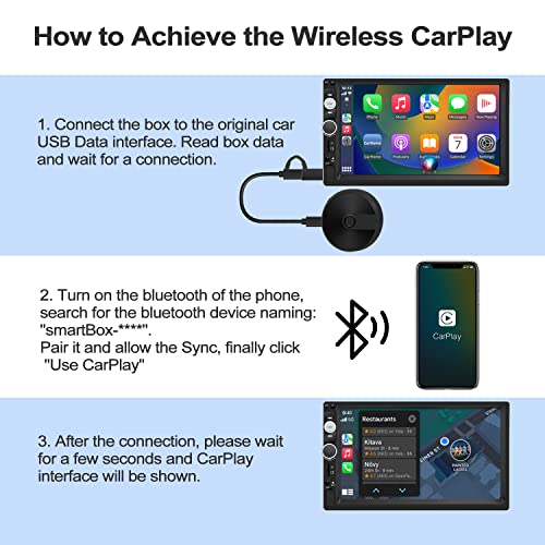 Aonerex Wireless CarPlay Adapter 2023 CarPlay Dongle Converts Wired to Wireless 5.8G WiFi Bluetooth 5.0 Stable Connection No Drop Compatible with iPhone iOS 10+