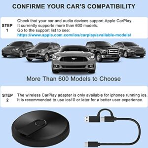 Aonerex Wireless CarPlay Adapter 2023 CarPlay Dongle Converts Wired to Wireless 5.8G WiFi Bluetooth 5.0 Stable Connection No Drop Compatible with iPhone iOS 10+