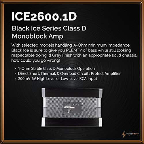 Precision Power ICE2600.1D Black Ice Series 2600W Class D Monoblock Amp