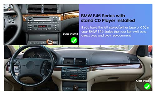 Car Radio Stereo for BMW 3 Series E46 323ci 325ci 330ci 318i 328i 330xi M3 1999-2004, 9 inch Andriod 11 Support BT/WiFi/Microphone/Mirror Link/Steering Wheel Control 2+32GB