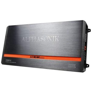 alphasonik v1200.5 venum series 2400 watts max 5-channel car amp with power plant chip 4-way protection circuitry multi-channel bridgeable class a/b amp with remote bass boost control knob include