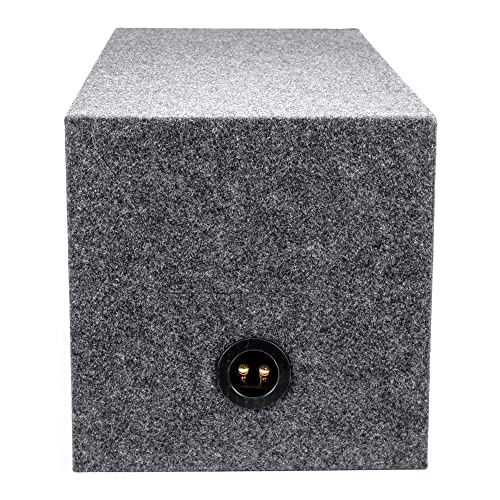 QPower 12 Inch Heavy-Duty Dual Sealed Carpet Covered Durable Car Audio Vehicle Subwoofer Enclosure Woofer Box, Charcoal Gray