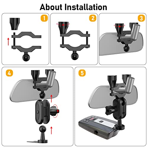 SDSACZMU Radar Detector Mount, Car Rear View Mirror Radar Detector Mount, for Escort Passport, Beltronics Vector & Rocky Mountain Phantom-T Radar Detector Rearview Mirror Stem Mount