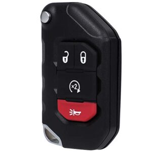 selead flip key fob 4 buttons keyless entry remote fit 2020 for jeep gladiator 2018-2020 for jeep wrangler antitheft keyless entry systems 68416782aa 1pc 433.92mhz, black