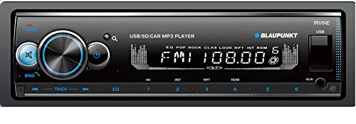 BLAUPUNKT Irvine70 Multimedia Car Stereo - Single DIN LCD Display with Bluetooth Streaming, Hands-Free Calling, MP3/USB Front Aux, AM/FM Receiver - Detachable Faceplate