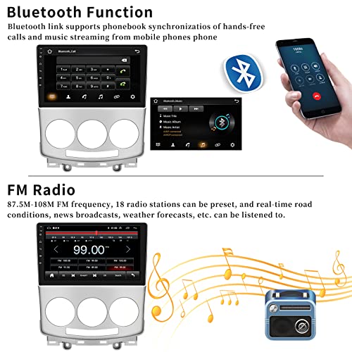 Android 11 Car Stereo for Mazda 5 2007-2012 with Wireless Apple CarPlay Android Auto,9 inch Touchscreen Car Radio with WiFi,GPS Navigation,Bluetooth,FM/RDS,SWC AUX-in,Dual USB+AHD Backup Camera