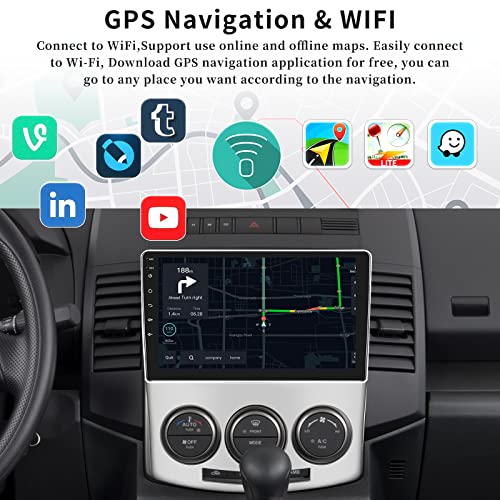 Android 11 Car Stereo for Mazda 5 2007-2012 with Wireless Apple CarPlay Android Auto,9 inch Touchscreen Car Radio with WiFi,GPS Navigation,Bluetooth,FM/RDS,SWC AUX-in,Dual USB+AHD Backup Camera