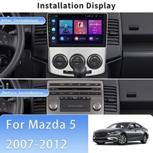 Android 11 Car Stereo for Mazda 5 2007-2012 with Wireless Apple CarPlay Android Auto,9 inch Touchscreen Car Radio with WiFi,GPS Navigation,Bluetooth,FM/RDS,SWC AUX-in,Dual USB+AHD Backup Camera