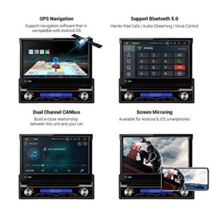XTRONS Single Din Car Stereo Android 10 Car Radio DVD Player 7 Inch Touch Screen GPS Navigation 1 Din Qualcomm Bluetooth Head Unit Support Car Auto Play Android Auto Backup Camera DVR OBD2 TPMS
