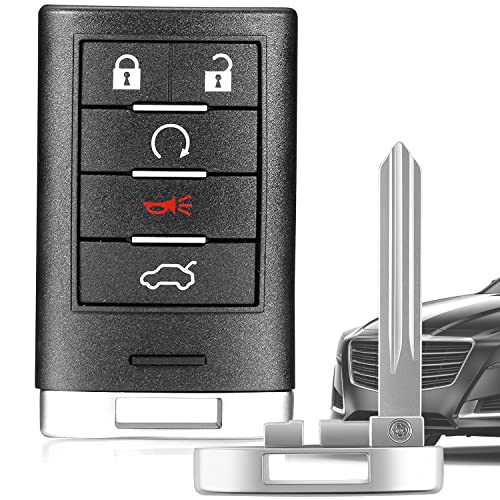 (FCC ID: M3N5WY7777A) 5 Buttons Compatible with Cadillac CTS 2008-2015/ STS 2008-2011Car Keyless Entry Remote Smart Key fob