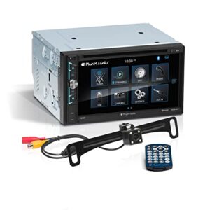 planet audio p9695brc car dvd player – a-link (screen mirroring), bluetooth audio and hands-free calling, 6.95 inch lcd touchscreen, double din, dvd, cd, usb, sd, aux av in, backup camera included