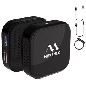 mevenco c2 5in1 car multimedia adapter, apply to wireless carplay and android auto, android 10/hd hdmi output, fit for oem wired carplay cars model after 2017, plug & play, fast speed low latency