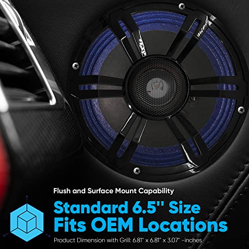 Pyle 6.5" Component Speakers for Car Audio - 2 Pair Kit Includes Pair of Crossover Networks and 1'' Aluminum Tweeters, Paper Cone with Cloth Edge - PLD64C