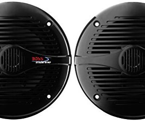 BOSS Audio Systems MR60B 6.5 Inch Marine Speakers - Weatherproof, 200 Watts of Power Per Pair, 100 Watts Each, Full Range, 2 Way, Sold In Pairs