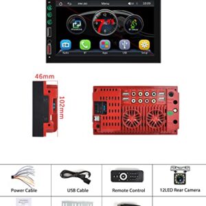 Double Din Car Stereo Car Radio Apple Carplay, Rimoody 7 Inch Touch Screen Car Radio with Bluetooth FM Radio Mirror Link TF/USB/AUX Input SWC Car Multimedia Player + Backup Camera