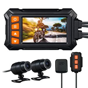 zomfom md30 dual 2k 30fps/1080p 60fps motorcycle camera, all waterproof dash cam 3” lcd front and rear 150° wide angle with wired remote, wi-fi, gps, eis and race mode, max up to 256gb