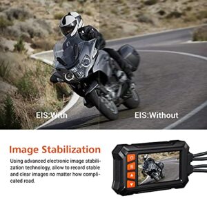 ZOMFOM MD30 Dual 2K 30fps/1080P 60fps Motorcycle Camera, All Waterproof Dash Cam 3'' LCD Front and Rear 150° Wide Angle with Wired Remote, Wi-Fi, GPS, EIS and Race Mode, Max up to 256GB