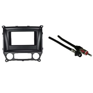 scosche gm5211b compatible with 2014-18 chevrolet silverado/gmc sierra iso double din & din+pocket dash kit black & metra 40-eu10 antenna to radio adapter cable,black