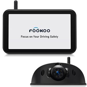 fookoo upgraded 1080p wireless rv backup camera, 5″ full/split screen recording monitor, rear-view camera adapted to pre-wired mount, digital signal for rv truck trailer camper (dw5)